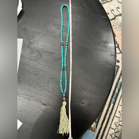☮️🩵Hip Chik🩵☮️Turquoise Beaded Tassel Necklace - Picture 7 of 9